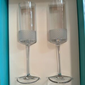 Tiffany & Co set of 2 Champagne Flutes NWOT crystal retired